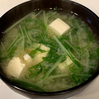 柚子胡椒香る♪水菜と豆腐の味噌汁